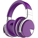 COWIN E7 Active Noise Cancelling Bluetooth Headphones with Microphone Deep Bass Wireless Headphones Over Ear, Comfortable Protein Earpads, 30H Playtime for Travel Work TV Computer Phone - Purple