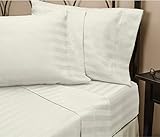 HC COLLECTION 1800 Platinum Collection Wrinkle and Fade Resistant 3Pcs Bed Sheet Set, King, Dobby Stripe-White