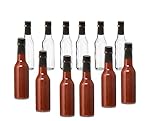Premium Vials, Clear 5 Oz Glass Woozy Hot Sauce Bottles with Shrink Capsules, Case of 12 (5 Oz with Screw Caps & Black Shrink Capsules)