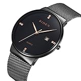 Mens Watch,Ultra-Thin Business Casual Simple Watch with Mesh Milanese Bracelet,Waterproof Analog Quartz Dress Wrist Watch