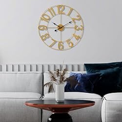 Sorbus Gold Metal Wall Clock - 16 inch Decorative