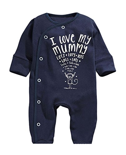 StylesILove I Love My Daddy Mummy Soft Cotton Baby Overalls Romper (90/12-18 Months, I Love My Mummy Navy Blue)