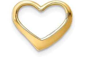 14k Yellow Gold Hearts Charm Slide Pendant, Mini Floating Heart, Metal, No Gemstone