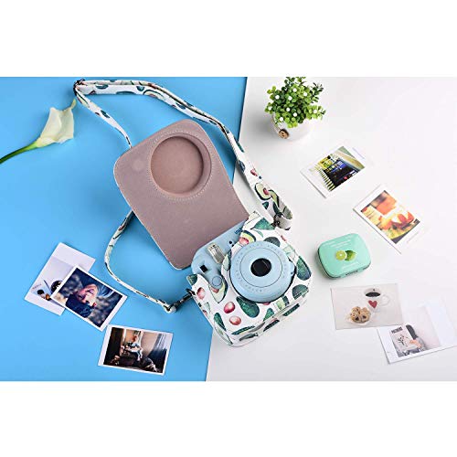 Katia Camera Case Bag Compatible for Fujifilm Instax Mini 9 Instant Film Camera, Also for Fujifilm Instax Mini 8 Instant Film Camera, with Accessories Pocket and Strap - Avocado