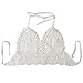 POSESHE Women's Summer Crochet Crop Bikini Top (S, White)