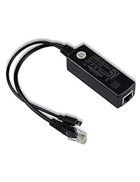 uctronics IEEE 802.3 af Divisor activo PoE Power Over Ethernet 48 V a 5 V 2.4 A Micro USB para tabletas, Dropcam o Raspberry Pi, Negro
