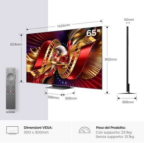 65C8L – Smart TV SQD‑Mini LED 4K HDR10+ da 65", 5.000nit