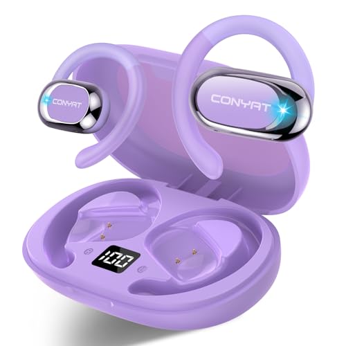 Conyat AI Language Translation Earbuds Real Time, 3-in-1 Translator Earbuds Open Ear with 6 Translation Modes/164 Language, 58H Headphones Translating Device for Travel/Business//Leaning, Purple