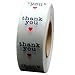 Hybsk Thank You Stickers with Black Heart 1 Inch Round 1,000 Adhesive Labels Per Roll (Transparent Material)