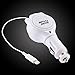 USB Car Charger,Shinefuture Retractable Cable Car Charger with USB Port for iPhone 6 6Plus iPhone 5 5S 5C iPod Touch 5 (White)