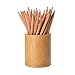 Chephon Natural Bamboo Wood Desk Pen Pencil Cup Holder Stand, Office Desk Accessories Supplies Organizer and Makeup Brush Holder