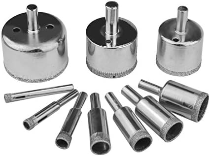 ShineMe 10 Pack Diamond Drill Bits Ceramic/Tile Bit Hollow Core Drill Bits Extractor Remover Tools Hole Saws for Porcelain, Glass and Liquor Bottles for Lamp