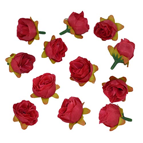 YEDREAM Artificial Silk Roses Flower Head, Artificial Flowers Heads Fabric Floral Supplies for Wedding Cake Decoration Accessories 1.18 inch (50PCS, Rose)