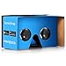 QPAU Google Cardboard 3D Virtual Reality Glasses DIY Kit Compatible with Android & Apple 45mm Lenses HD Visual Experience Includes QR Codes - Blue