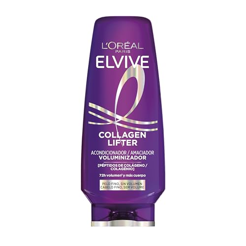 L'Oréal Paris Elvive, balsamo volumizzante, capelli più voluminosi, luminosi e idratati fino a 72 ore, con fibre addensanti, per capelli sottili, Collagen Lifter, 300 ml