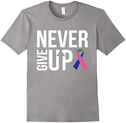 Mens Thyroid Cancer Ribbon T-shirt | Cancer Awareness Shirts Medium Slate