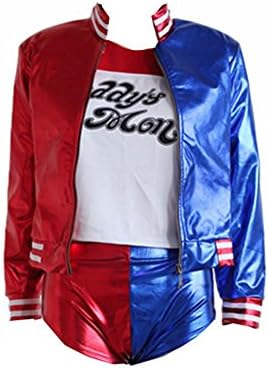 sunriseandmoon Sunrise Adult Joker Suicide Squad Harley Quinn Cosplay Costume Halloween Jacket T-shirt Shorts Suit (M, As Shown)