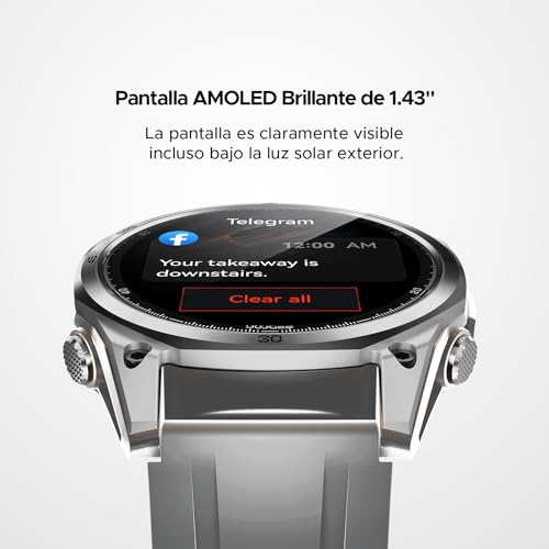 DOOGEEEco ANYWISEW1, Reloj Inteligente Militar para Hombre, GPS de Doble Banda 5ATM, Compatible con Android y iPhone, Pantalla AMOLED de 1,43", más de 170 Modos Deportivos