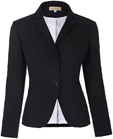 Jack Smith Fashion Basic Long Sleeve Black Blazer for Women Casual(M, Black)