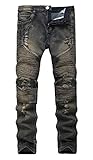 NITAGUT Men's Ripped Destroyed Distressed Slim Fit Jeans Biker Jeans Copper Grey US 32