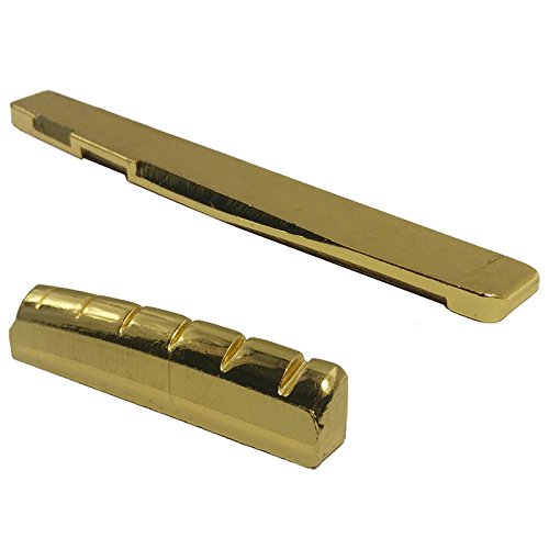 JVSISM 6PCS Guitar Brass Bridge Pins Saddle Nut Replacement Parts for Acoustic Guitar - Thumbnail 2