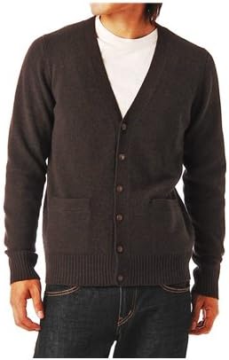 Amazon Harvard ジロンラム無地vネックカーディガン メンズ S ダークブラウン カーディガン 通販