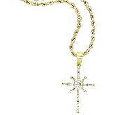 Segmented Square Round CZ X Cross Pendant for Hip-Hop Men Women Gold Sliver