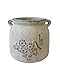 Goodman and Wife Heavy Hand Pressed Ancient Stressed Round Flower Pot or Planter with Loop Handles Vintage White