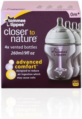 Tommee Tippee Closer Nature Advanced Comfort 260ml Baby Feeding Bottles 4 Pack