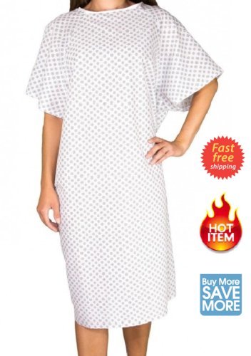 2 NEW MEDICAL EXAM ECONOMY PATIENT GOWNS SNOWFLAKES HOSPITAL WHITE BLEACH SAFE - Thumbnail 2