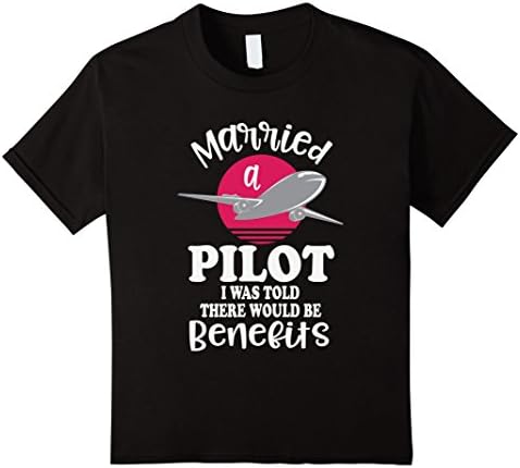 unisex-child Cute Funny Married A Pilot Wife Ladies T-Shirt 4 Black