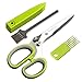 CETHIAS Herb Scissors,Multipurpose Kitchen Stainless Steel Shear with 5 Blades & Cover with Cleaning Comb & BONUS Cleaning Brush,Green