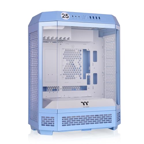 Thermaltake The Tower 600 Hydrangea Blue Mid-Tower ATX Case; 3 Tempered Glass Panels; Hidden-Connector Motherboard Support; Rotational PCI-e Slots; CA-1Z1-00MFWN-00; 3 Year Warranty