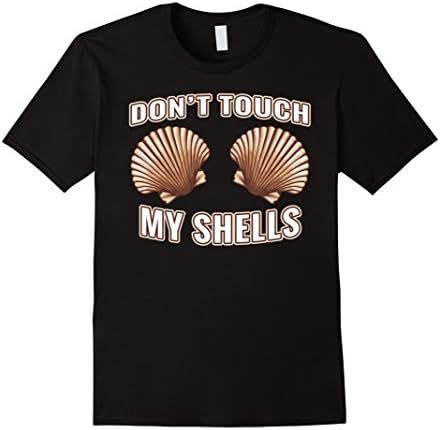 Men's Don't Touch My Shells Funny Mermaid Seashell Bra T Shirt 2XL Black