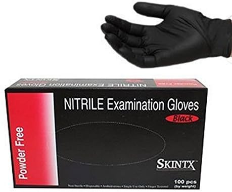 TG Medical Nitrile Powder Free Medical Grade Exam and Tattoo Gloves, 1,000 Small to X-Large, Black