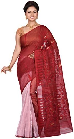 TRIMAYA Soft Dhakai Jamdani Women's Saree