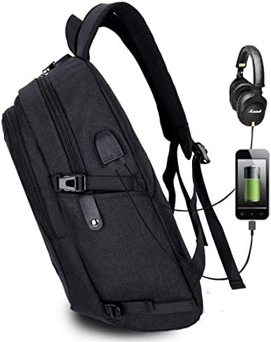 WARM Home Convenient Large Capacity Multi-Function Travel Casual Backpack Laptop Computer Bag With External USB Charging Interface & Headphone Jack & Anti-theft Lock For Men Vacation (Color : Black) O