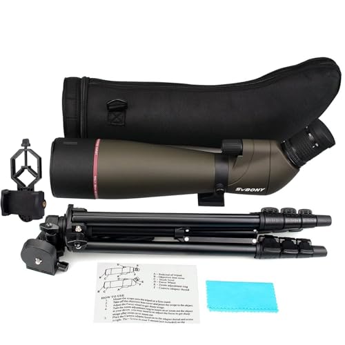 Svbony SV13 Riflescope, 20-60x80 Spotting Scope with Tripod, HD Porro Prism FMC Waterproof Powerful Optics for Shooting, Archery, Birdwatching, Moon