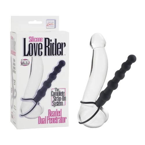 California Exotic Novelties Silicone Love Rider Beaded Dual Penetrator, Black, 0.12 Pound