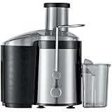 KENWOOD Juicer 300W Stainless Steel Juice Extractor with 65mm Wide Feed Tube,2 Speed, Transparent Juice Jug, Pulp Container, Anti Drip for Home, Office,Restaurant & Cafeteria JEM01.000BK Silver/Black