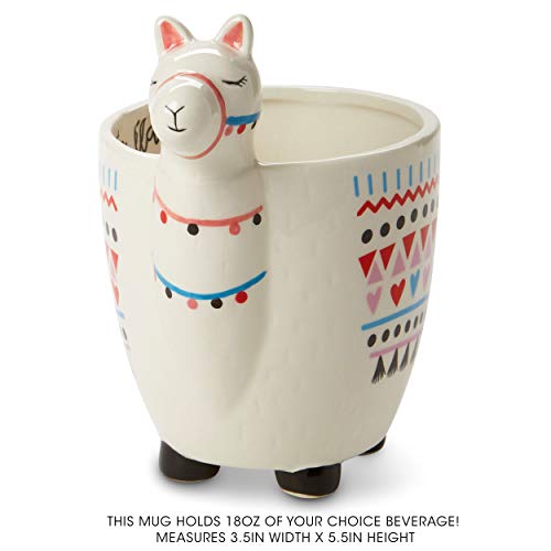 White Ceramic Coffee or Tea Mugs: Tri-Coastal Design Como Te Llama Coffee Mug with Hand Printed Designs and Printed Saying - 18.6 Fluid Ounce Large, Cute Handmade Cup