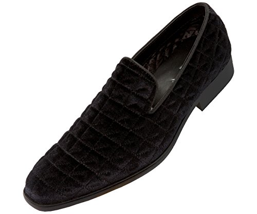 Amali Mens Crushed Velvet Smoking Slipper Nightclub Loafer, Slip On Formal Dress Shoe - Thumbnail 4