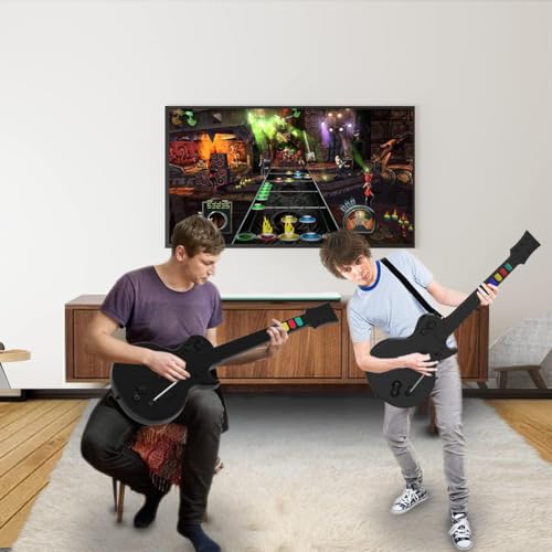 DOYO Wireless Controller for PC and PS3 - Guitar Hero 3/4/5 and Rock Band 1/2 Games - Guitar with Strap (5 Keys/Black)