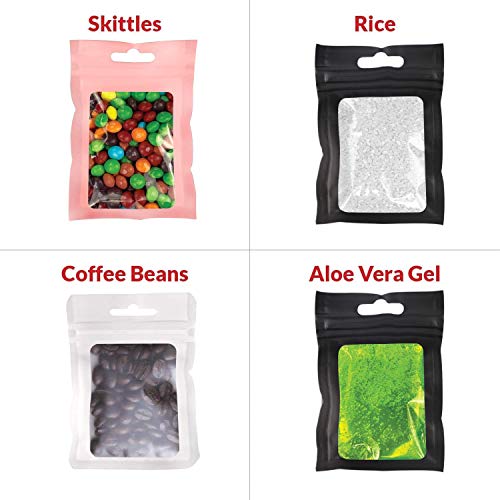 100 Pack Resealable Mylar Bulk Bags with Clear Window,Smell Proof