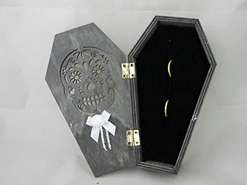 Wedding Ceremony Black Skull Gothic Coffin Tombstone ring bearer pillow Box
