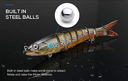 Njord Kalastus Hecht Köder Set Kunstköder 5 Stück in Box Angel-Köder zum Raubfisch-Angeln â Wobbler mehrteilig mit Gelenk für realistischen Lauf 14cm 25g langsam sinkend +5X Stahlvorfach – Bild 8