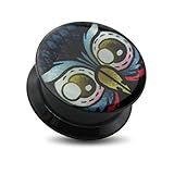 Attactive Owl's Face Logo Internally Threaded Black Acrylic Flesh Tunnels Plugs