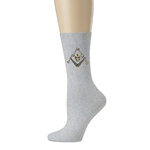 Skull Freemason Thick Padded Walking Socks, Crew Socks,Medium