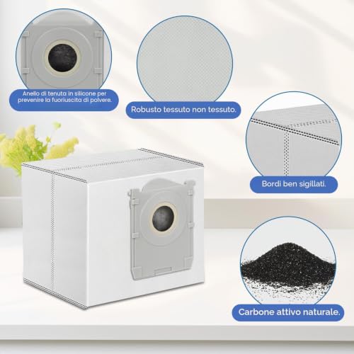 12 Dust Bags for Ecovacs Deebot T90 Omni, T90 Pro Omni, X11 Pro Omni, X12 PRO OMNI Robot Vacuum Cleaner, Antibacterial Replacement Bags