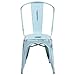Flash Furniture Commercial Grade Distressed Green-Blue Metal Indoor-Outdoor Stackable Chair